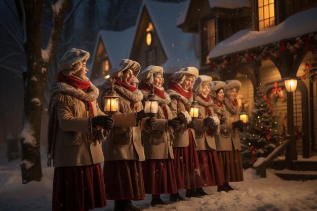 Photo village carolers generative ai