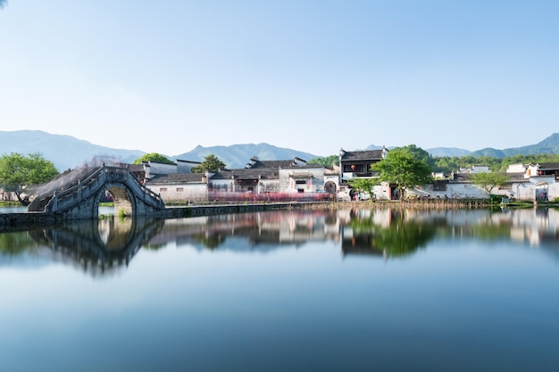 Photo a village in the chinese paintings hongcun southern anhuichina