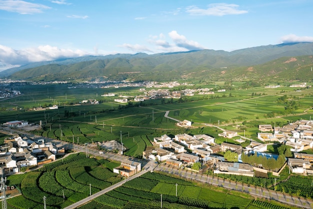 Village and fields in Shaxi Yunnan China