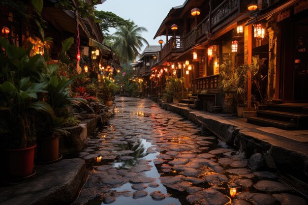 Photo village of fishermen by the seaside in thailand traditional charm generative ia