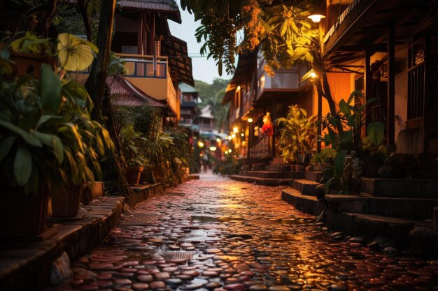 Photo village of fishermen by the seaside in thailand traditional charm generative ia