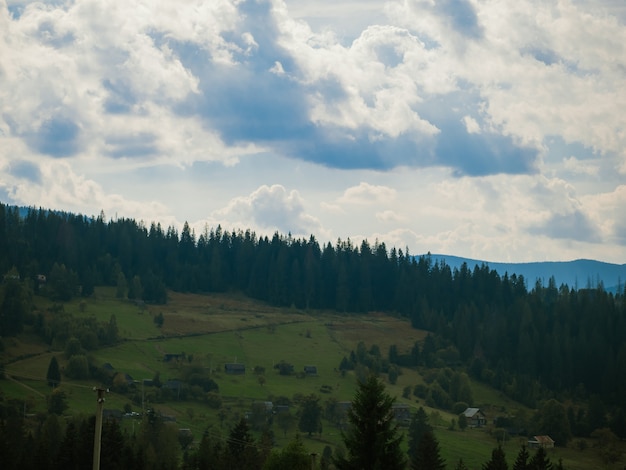 Деревня в лесных горах