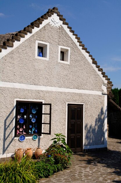 Village house in good condition in the sky