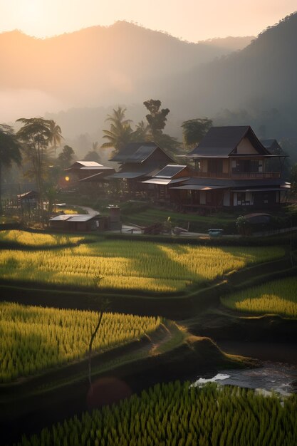 Village house in harmony with nature's canopy