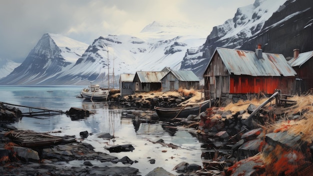 деревня в исландии среди гор и моря