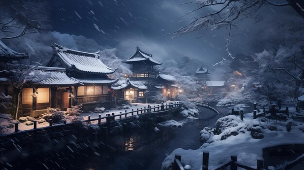 사진 일본 의 겨울 랜드마크 에 있는 마을