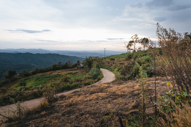 Village in the mountains in asia  and agricultural area