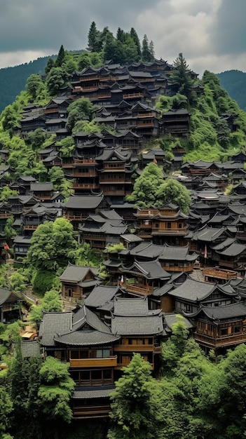 Photo a village in the mountains