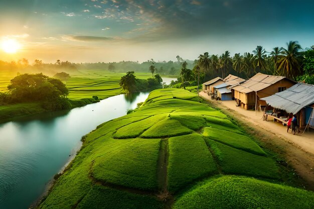 a village on the river bank