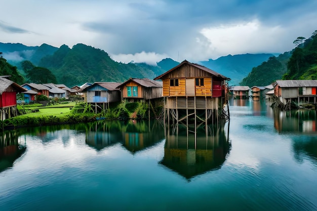 A village on the water in laos