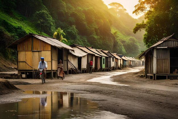 a village with houses on the shore