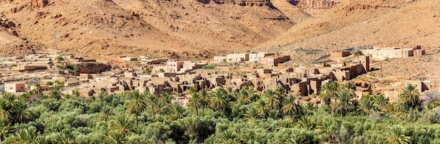 A village with traditional kasbah houses in Ziz Valley - Morocco