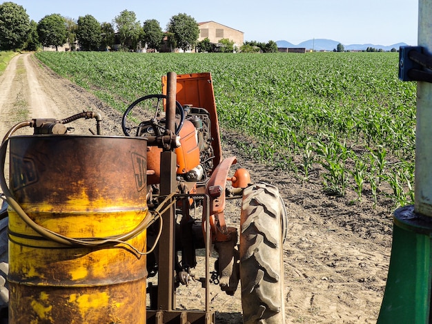 VILLANOVA DEL GHEBBO, ITALY 3 JUNE 2020: Diesel in agriculture