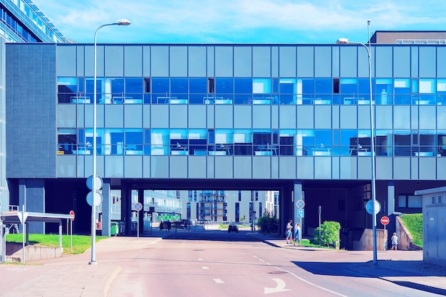 Vilnius, Lithuania - June 6, 2017: Modern architecture of business center in the city