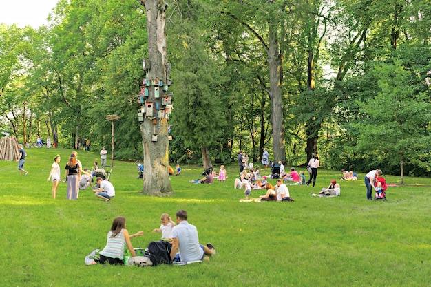 Vilnius, Litouwen - 23 juli 2016: Mensen ontspannen op de viering van het zomerfestival.