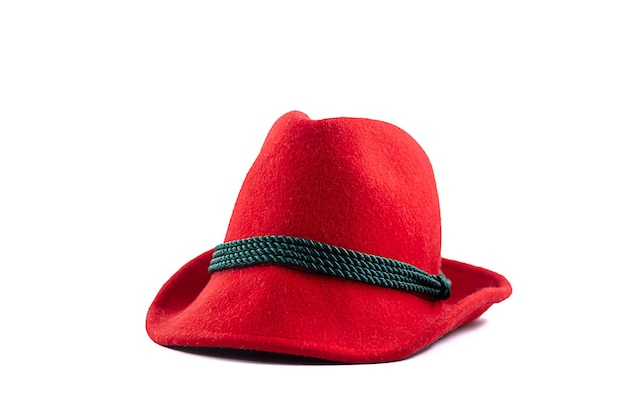 Vilt Tiroolse hoed op wit Ocktoberfest Beierse rode hoed