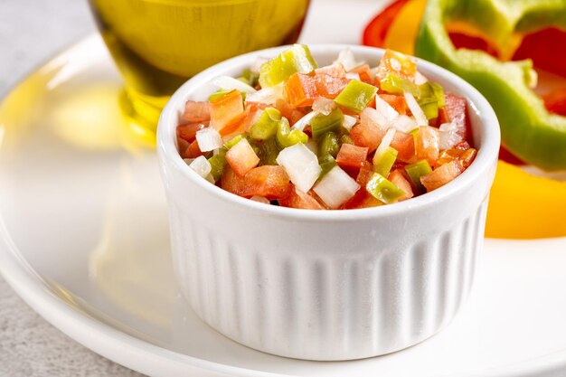 Vinaigrette in ramekin on the table