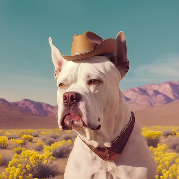 Vinatge Dog portrait in western film style