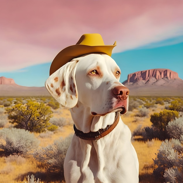 Vinatge ウエスタン フィルム スタイルの犬の肖像画