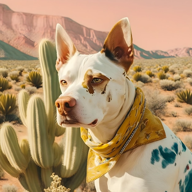 Vinatge Dog portrait in western film style