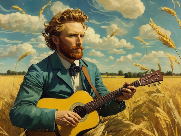 Vincent van Gogh plays the guitar