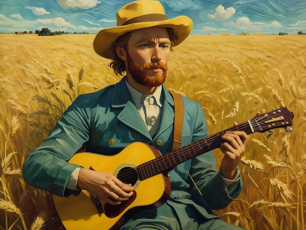 Vincent van Gogh speelt gitaar