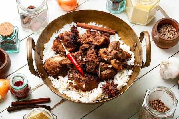 Vinegar marinated pork roast in Indian spices vindaloo