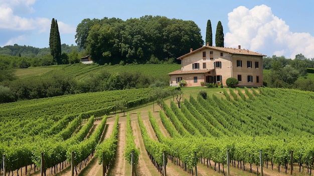 Vineyard alley in Italy landscape