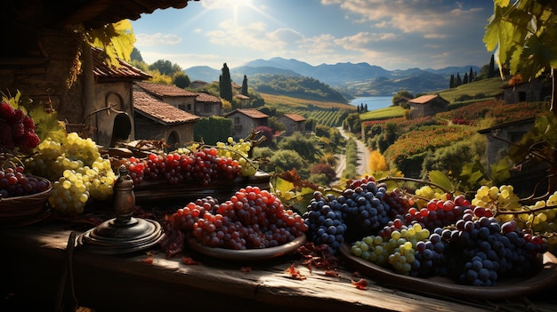 Vineyard during autumn Ripe grapes