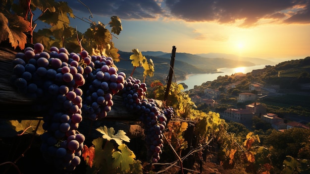 Vineyard during autumn Ripe grapes