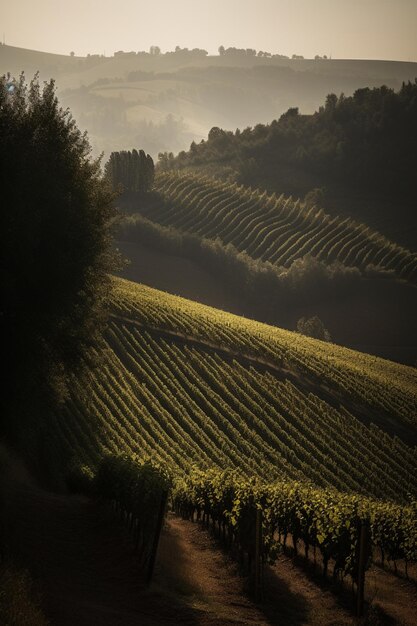 A vineyard in the evening light