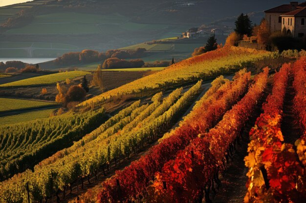 Photo vineyards in autumn colors