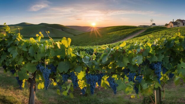Виноградники живописная панорама плантация выращивания виноградных лоз