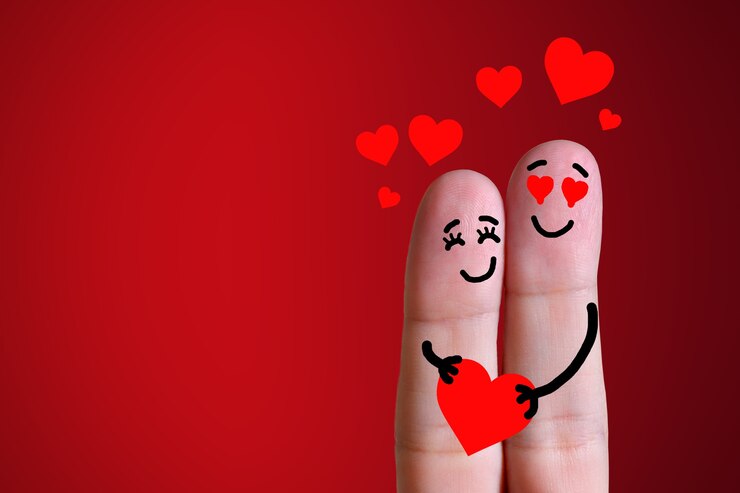 Foto vinger gezichten verliefd paar