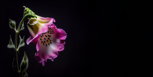 vingerhoedskruid bloem op zwarte achtergrond