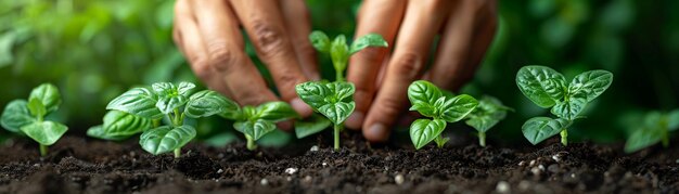 Vingers planten een kruidentuin