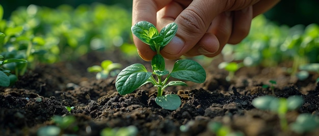 Vingers planten een kruidentuin