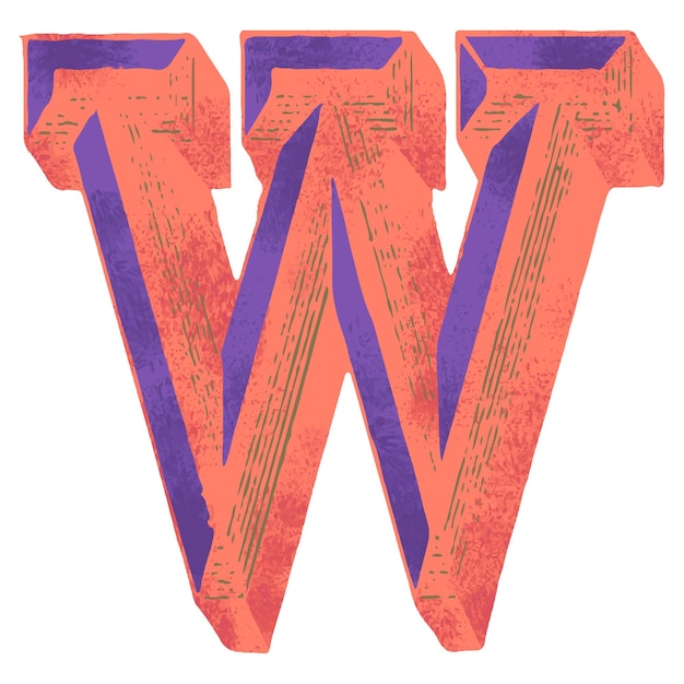 vintage 3d w alphabet png
