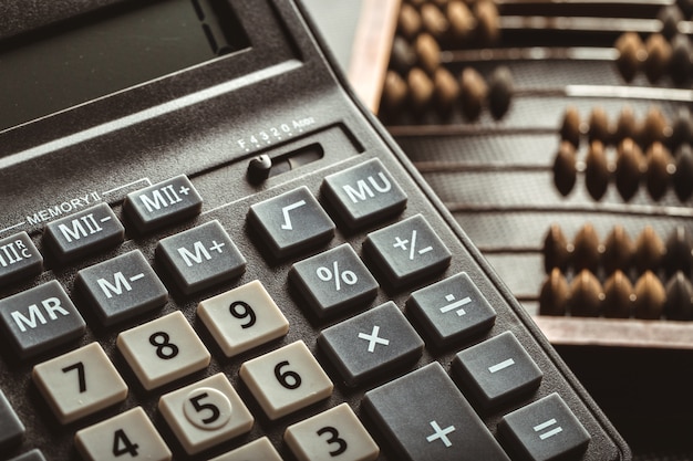 Vintage abacus and calculator