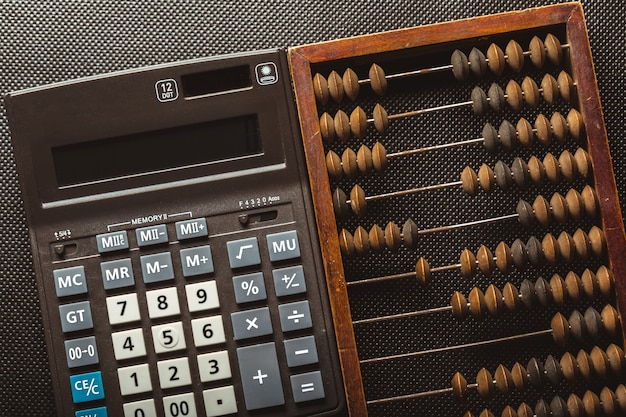 Vintage abacus and calculator