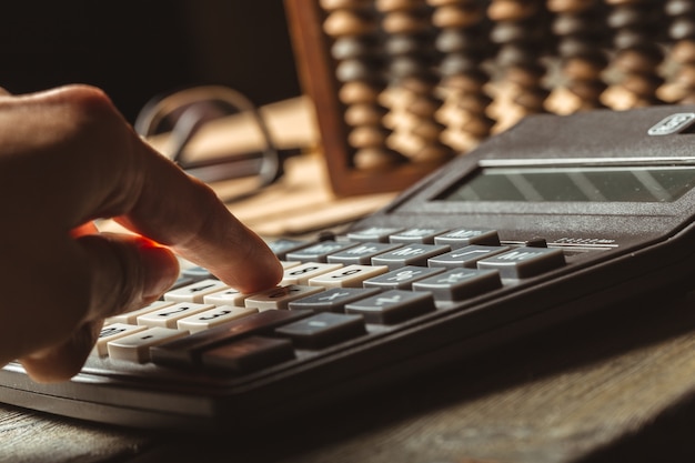 Vintage abacus and calculator