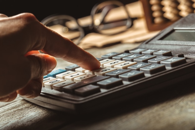 Vintage abacus and calculator