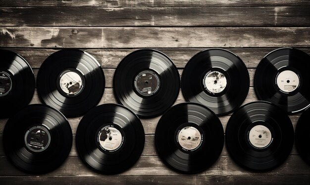 Foto vintage achtergrond gemaakt van zwarte vinyl platen selectieve zachte focus