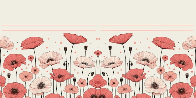 Vintage achtergrond met papaver papaver bloem bordontwerp voor groeten kaart vector illustratie