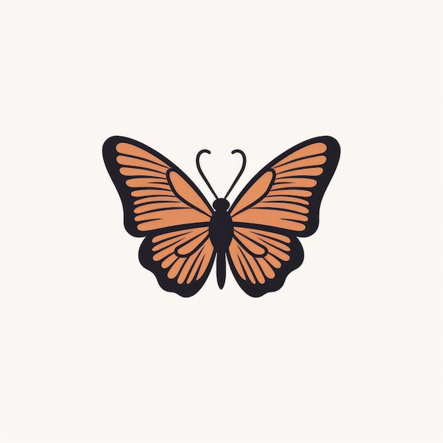 Photo vintage aesthetic butterfly icon logo with minimalistic cartoon doodle