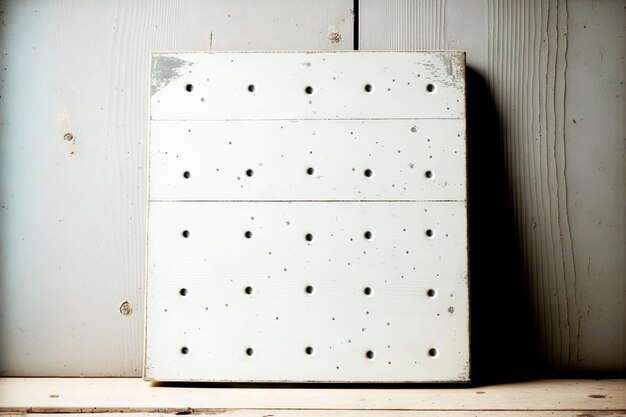 Vintage aged white wooden board with gray dots