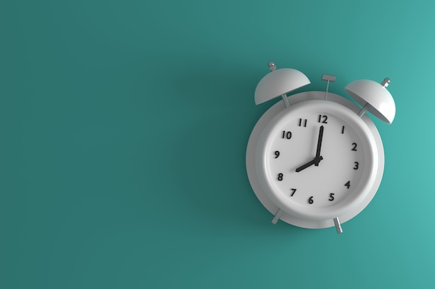 Vintage alarm clock. 3D background design. 3D rendering.