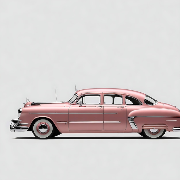 Винтажная американская розовая машина в стиле 1950 года.