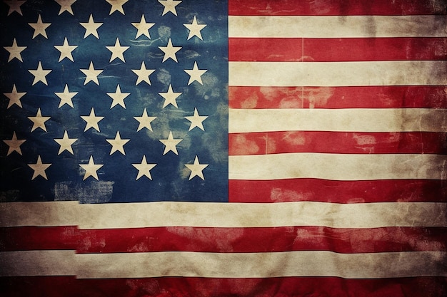 Vintage American Flag on Canvas