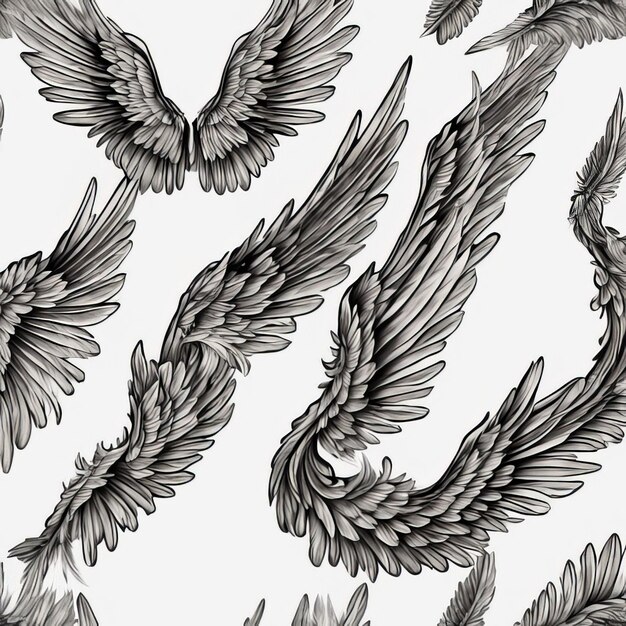 Vintage angel wings template